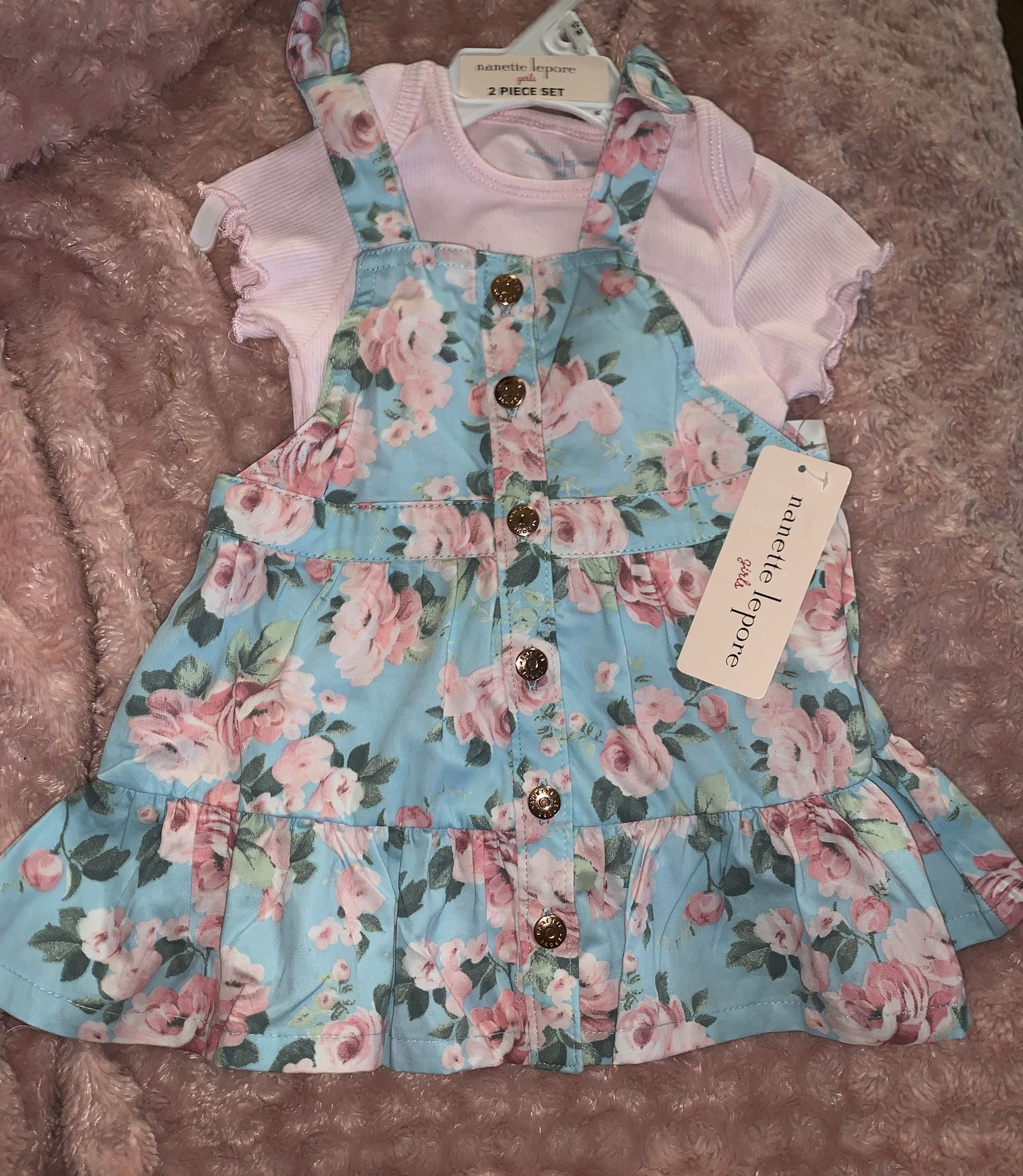 Girls Nanette Lepore Dress With Onesie 12 M Nwt