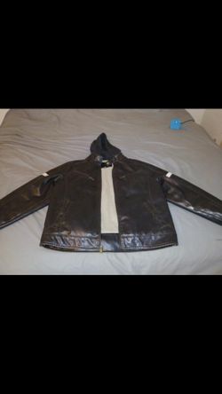 Structure leather bomber jacket