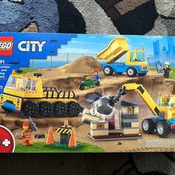 Lego City Construction Trucks And Wrecking Ball Crane 