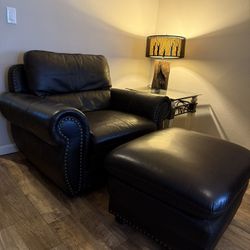 Leather Arm Chair w/ Ottoman 