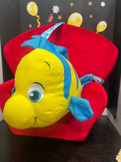 DISNEY FLOUNDER 15 INCH LONG PLUSH WITH STRAP FROM LITTLE MERMAID