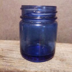 Vintage 1930 Cobalt Blue Vicks Vapor Rub Double Triangle Jar No Lid.