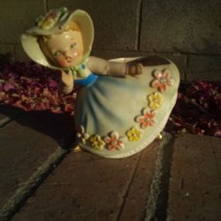 Ceramic Bonnet Pixie Girl Planter