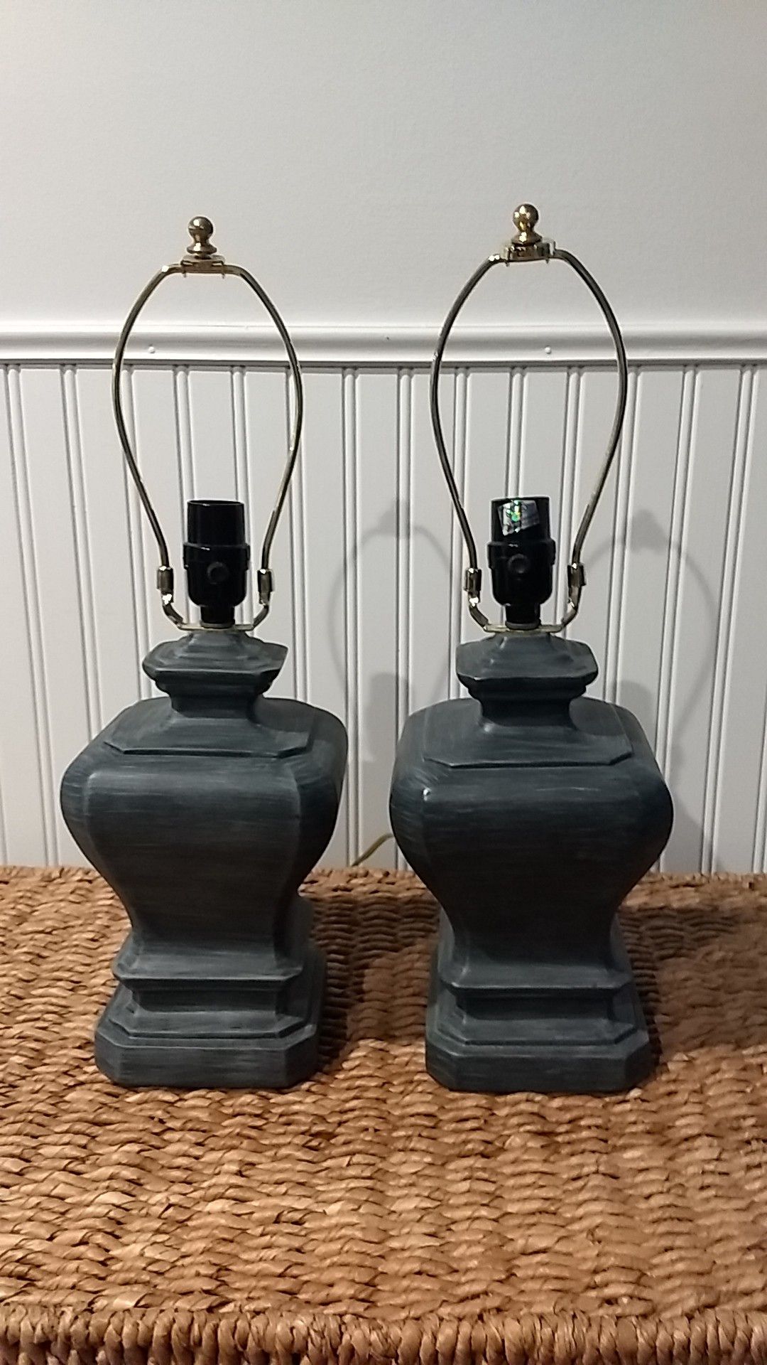 Blue gray ceramic lamp set