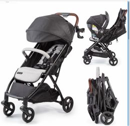 Ingenuity 3Dquickclose CS+ Compact Fold Stroller – Lightweight Stroller with Oversized Canopy, Extra-Large Storage and Compact Fold, Gray