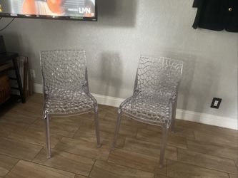 Lucite Lattice Chairs W/ Blue Highlights