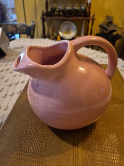 Vintage ceramic ball pitcher pink color
