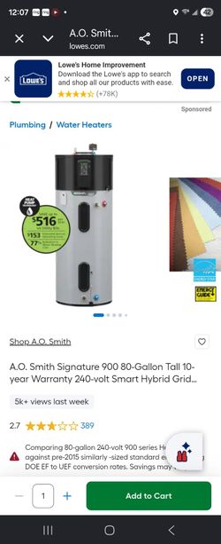 AO. Smith Brand New Electric Water Heater
