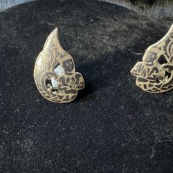 Vintage Siam Sterling Silver Clip-On Earrings, Made in Siam (.925)