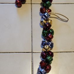 HOLIDAY MULTICOLORED CANDY CANE SLEIGH BELL DECORATION