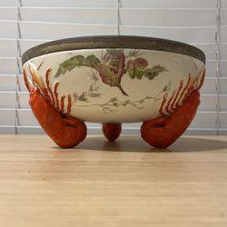 Antique 1800s Wedgwood Lobster Ocean Serving Bowl Large Seaweed Sea