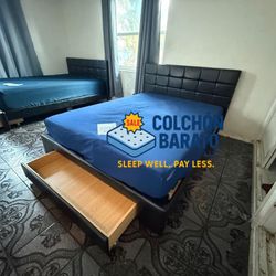 NEW BED FRAME FULL SIZE WITH MATTRESS AND BOX SPRING