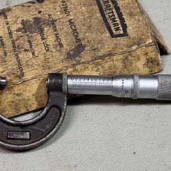 Sears Craftsman DJ Vintage Micrometer Outside 0-1 Inch USA Made Tool. Includes box lid & instructions both in poor condition. Tool works well & shows 