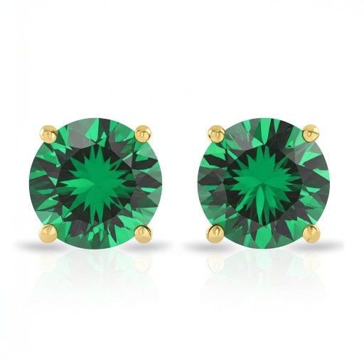 3 Ct Emerald 14k Gold Stud Earrings