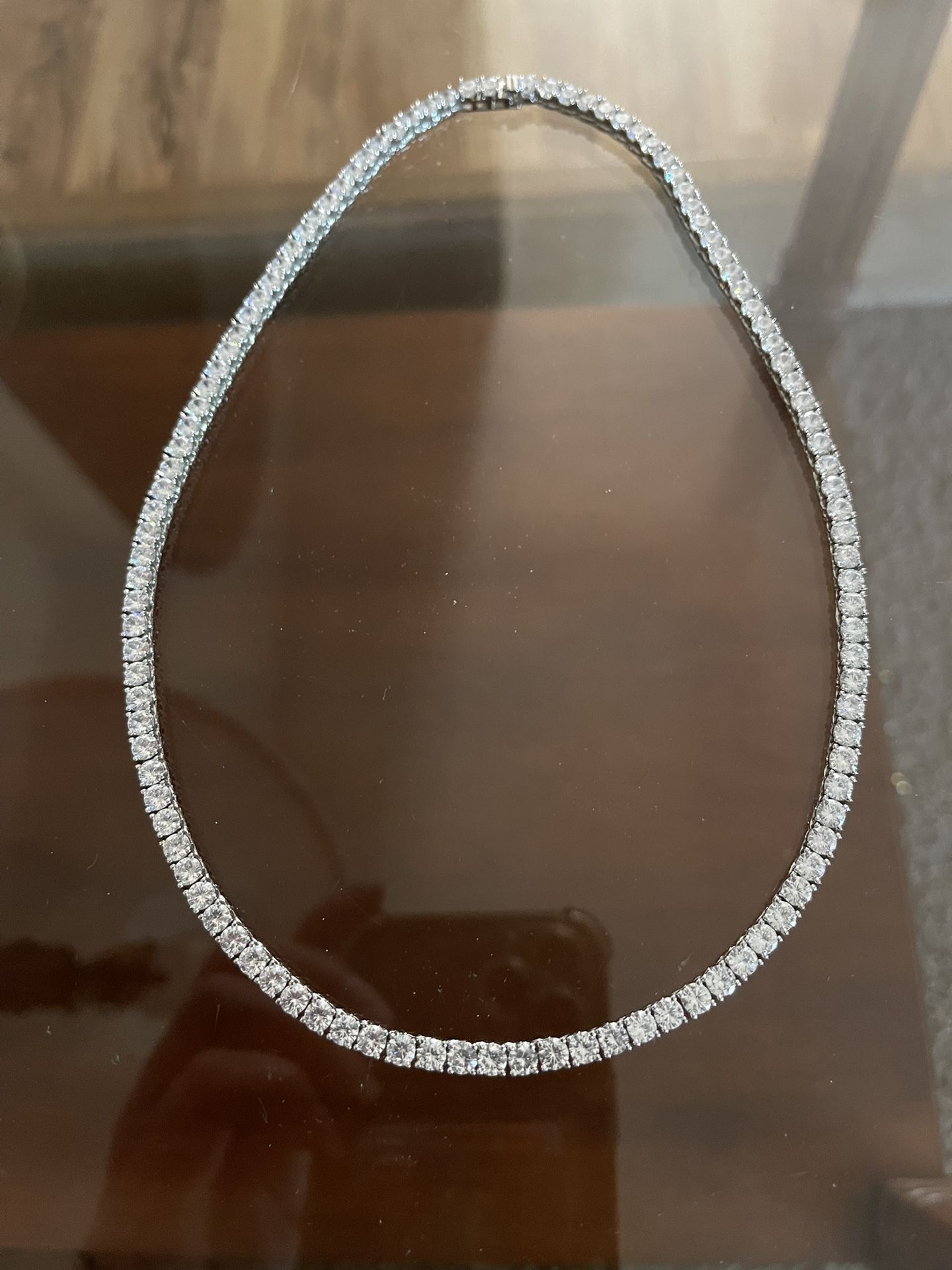 Cubic Zirconia 18 Inch sterling Silver Necklace