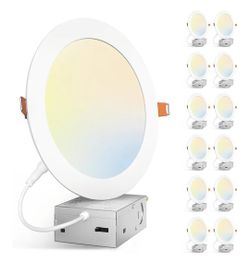 12 Pack 7 Inch 5CCT Ultra-Thin LED Canless Recessed Ceiling Light with Junction Box