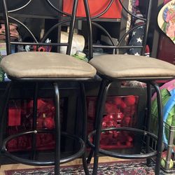 Set Of 2 Metal Upholstered Bar Chairs $40 Both