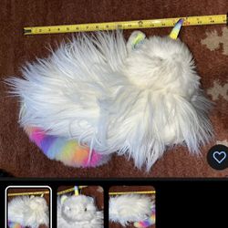 2018 Douglas 14" Ziggy Caticorn Plush Toy *Fluffy White Persian Cat/Rainbow Tail