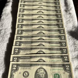 15-$2 Bills All In Numbered Order