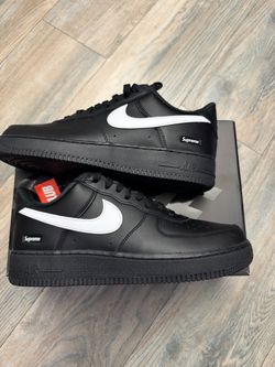 SUPREME X NIKE AIR FORCE 1 LOW 'BOX LOGO - BLACK WHITE' MENS SIZE 10