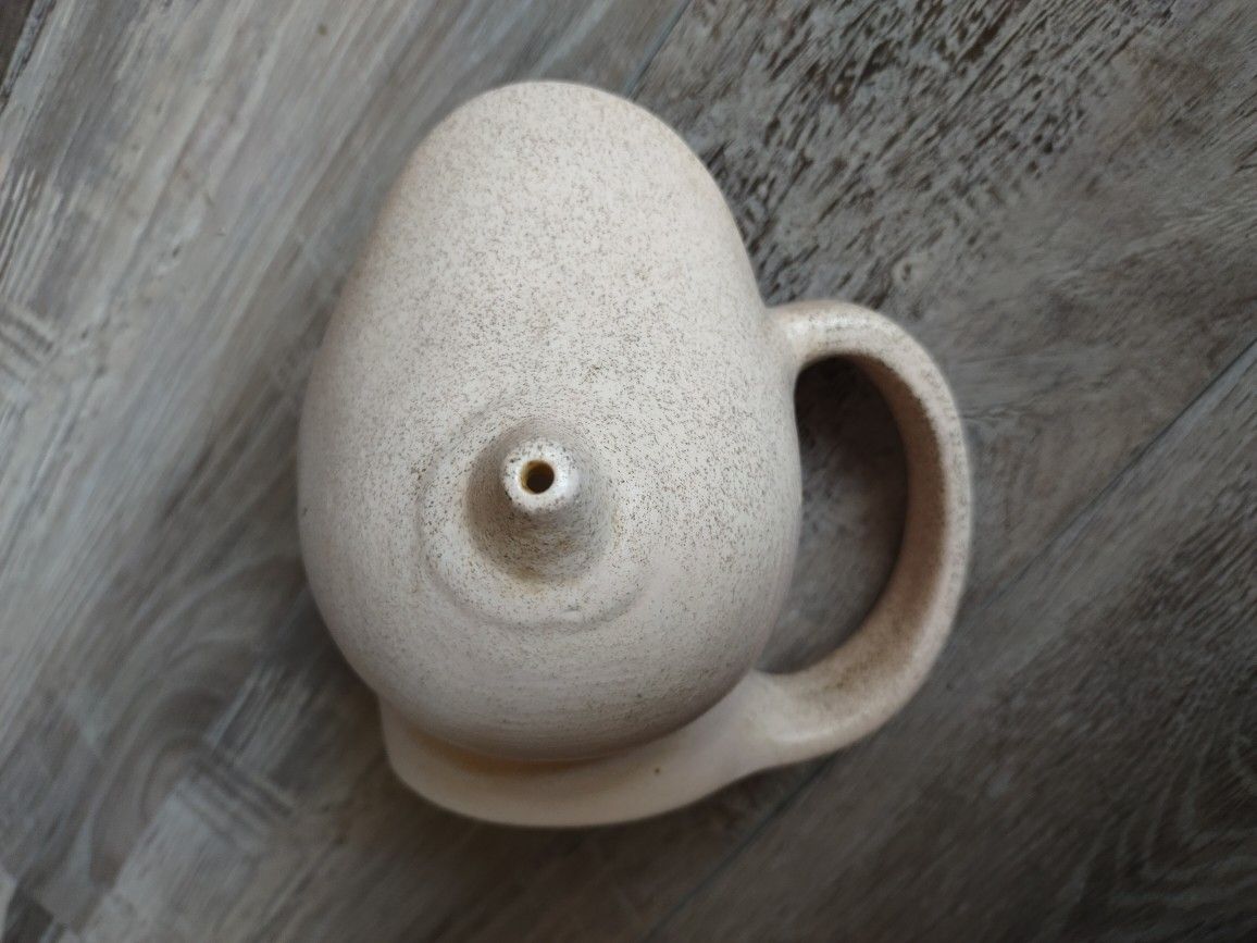 Vintage Ceramic Naughty Riske Boob Breast Coffee Mug Cup Nipple Sipper Spout
Liquids pour out of the nipple of this mug so the drinker is nursing fro