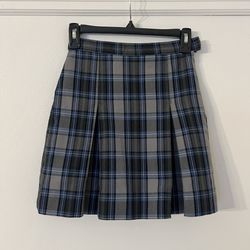 Schoolbelles Two-kick Pleated Skirt Blue/Grey Plaid size 7 NWOT  Brand new in excellent condition