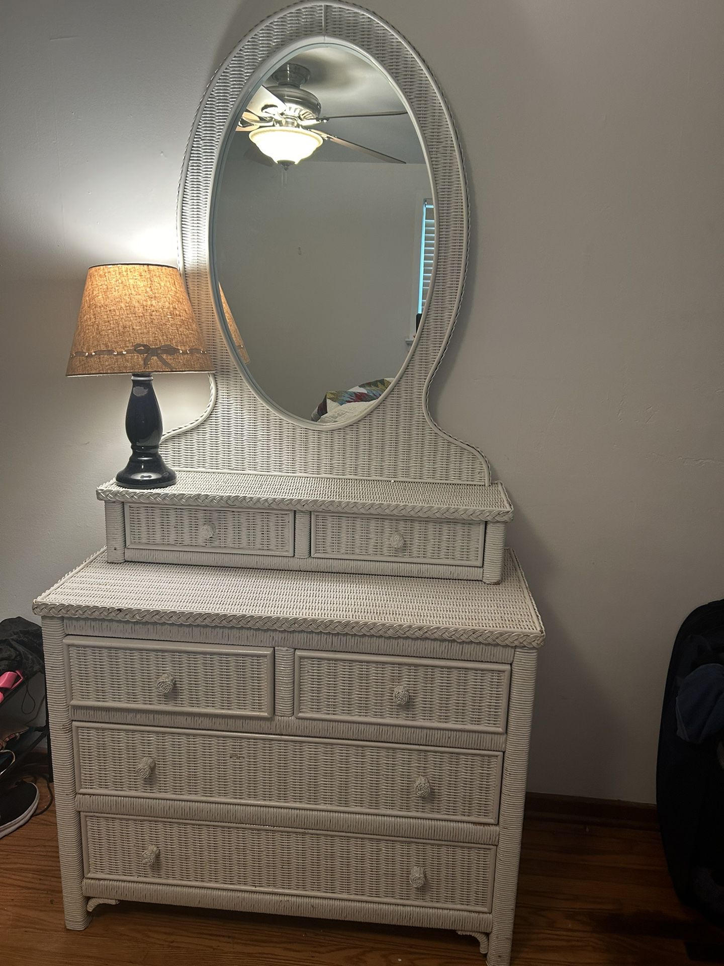 Wicker Dresser With Mirror