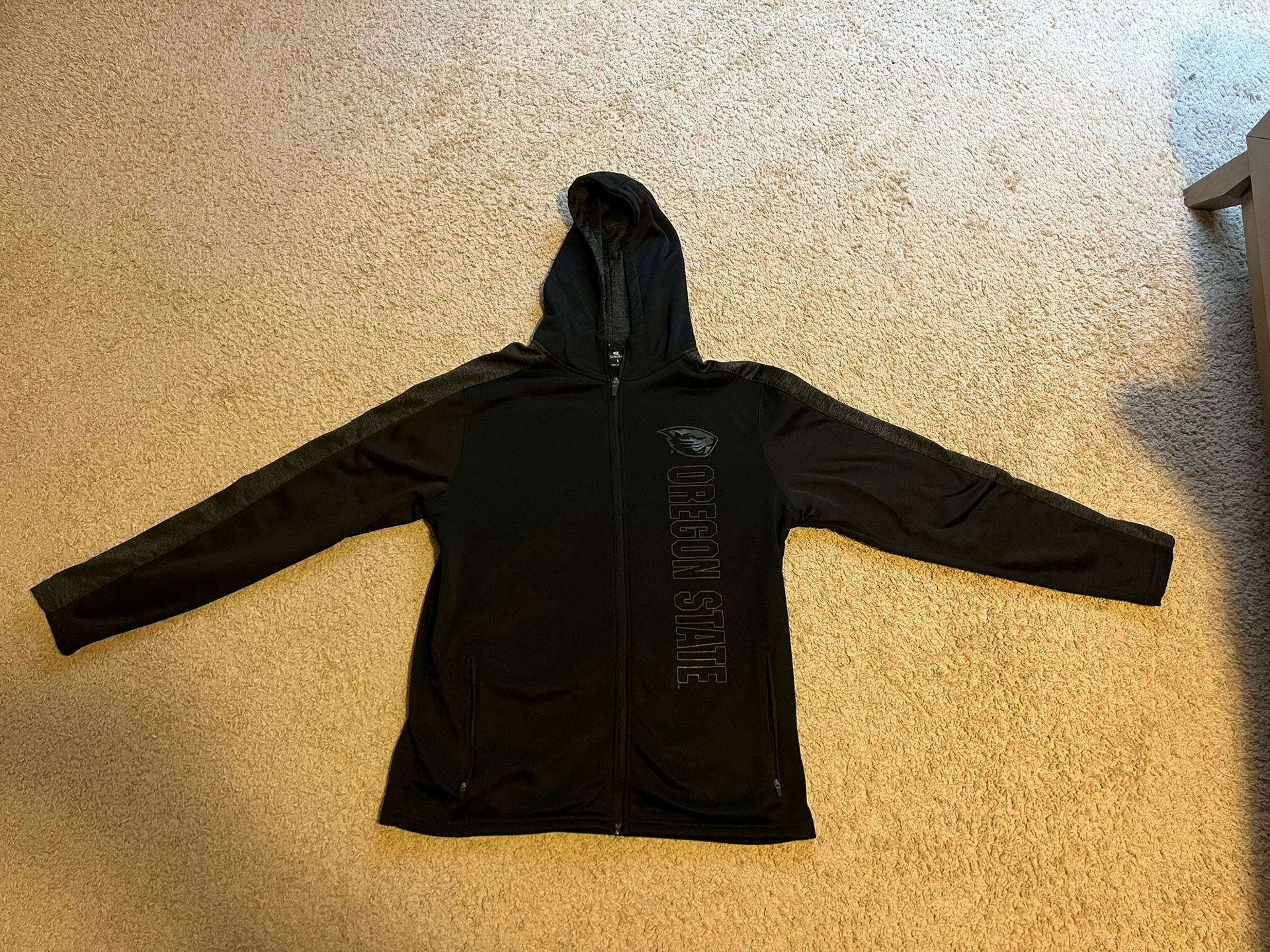 Men's Colosseum Black/Gray Oregon State OSU Beavers Blackout 3.0 Tonal Raglan Full-Zip Hoodie Size L