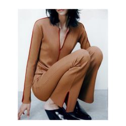 Zara Ribbed Pull On Stretchy Comfy Pants