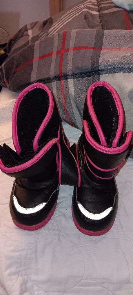 Black And Pink Snow Boots