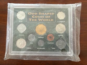 World coins, odd shaped coins of the word, factory sealed coa