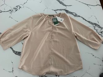 Women's Blouse Blush Beige with Button Detail