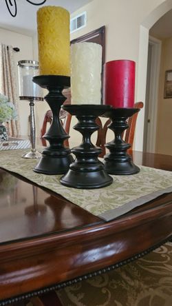 Set of 3 Black Pillar Candle Holders