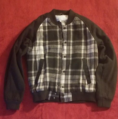 WESC Plaid Wool Varsity Bomber Jacket