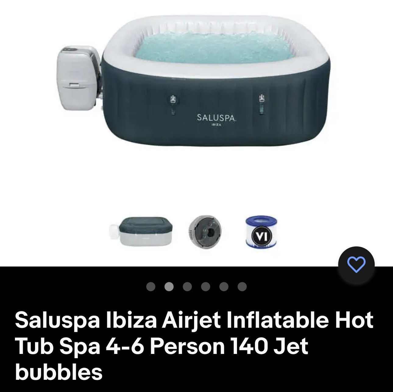 SaluSpa Ibiza AirJet Inflatable Hot Tub Spa, 4-6 Person