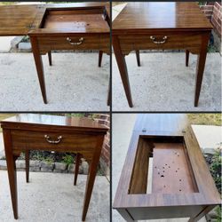 Vintage Wood Sewing Machine Cabinet Table