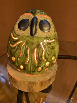 Handmade Ceramic Inca owl With Light Kit