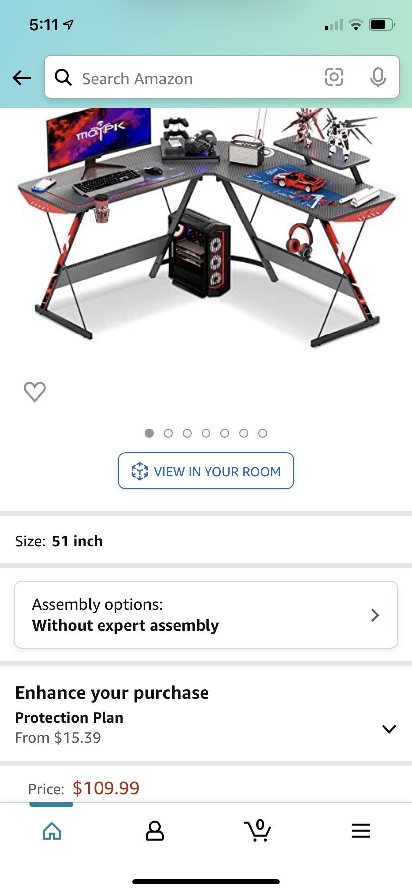 Moptk 51” L Shaped Gaming Desk