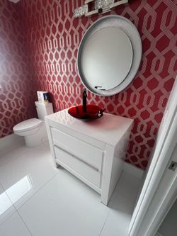 Vanity with faucet and sink
