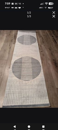 Modern Gray Circle Pattern Runner Rug