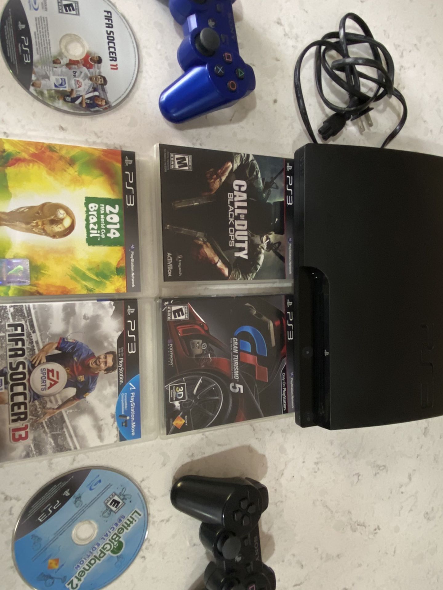 Ps3 Slim With 2 Controllers And 6 Games