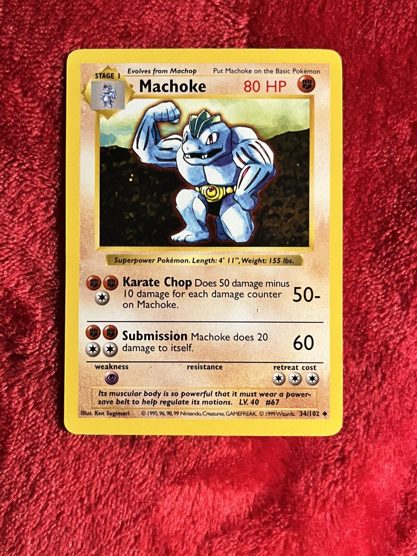 1999 POKEMON Base Set 34/102 MACHOKE 1rst ed Shadowless