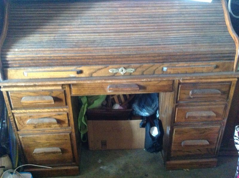 Mark Wayne oak roll top desk
