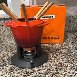 NEW Le Creuset Enameled Cast Iron Fondue Set - Open Box