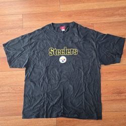NFL Pittsburgh Steelers Black Faded Thick T Shirt Size 2XL