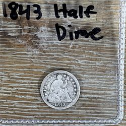 Half Dime Seated Liberty Silver 1843 Coin 