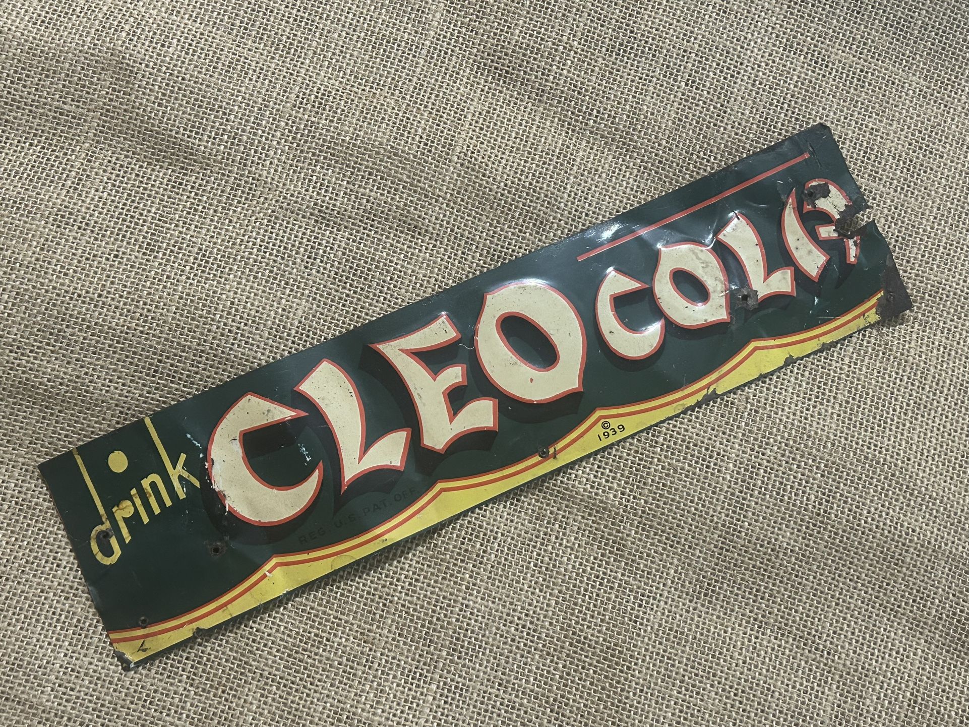 Rare- 1939 CLEO Cola Sign