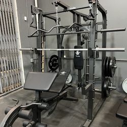 SMITH MACHINE/ PULLEY SYSTEM/ ADJUSTABLE MULTI USE BENCH/ WEIGHTS/ BARBELL/ GYM EQUIPMENT/ FREE DELIVERY 🚚 