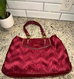 Coach Ashley Gathered Satin Satchel Carryall Tote Shoulder Bag F20050 Burgundy