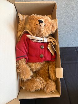 Collectible mohair Teddy Bear in Red Jacket with Tag